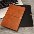 thumbnail image 1 of Cuaderno de hojas sueltas de cuero suave tamaño A5, con correa de impresión de gran aspecto, bloc de notas, material de oficina comercial, diario, 1 of 1