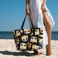 thumbnail image 3 of Wukai Cat Skulls and Flowers Print Zipper Bag,large Beach Tote Bag,Waterproof Sandproof Bag,Grocery and Picnic Tote Travel Bag, 3 of 5