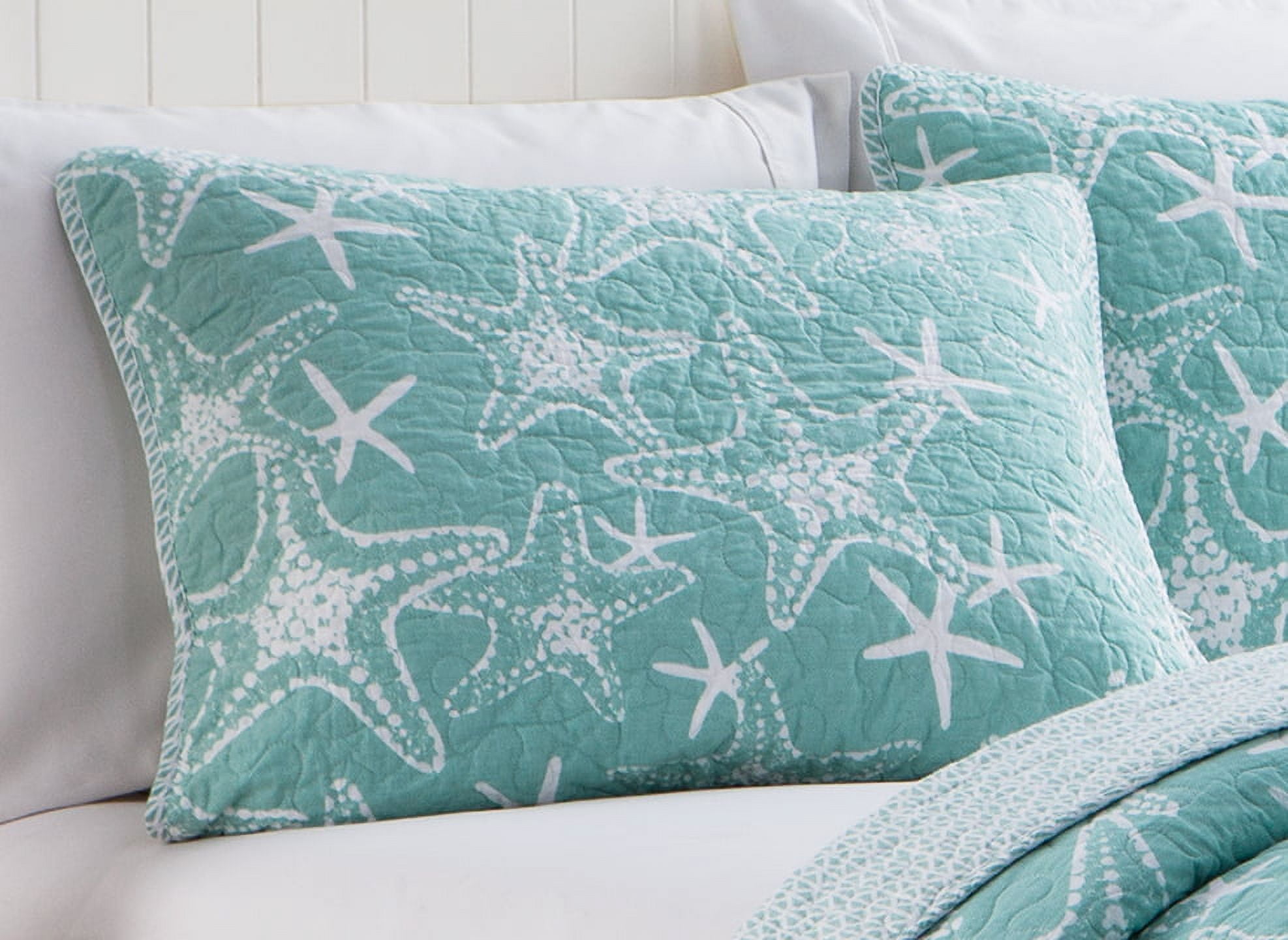 DESIGN STUDIO Starfish Aqua 2-Piece Cotton Quilt Bedding Set - Twin