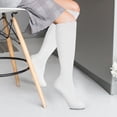 thumbnail image 3 of Knee High Socks for Women – 4 Pairs Solid & Striped Color Cotton Long Socks, Size 6-10, 3 of 15