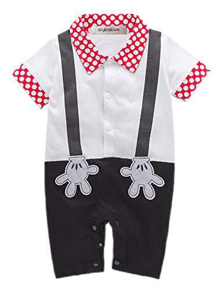 Styles I Love Baby Boy Dots Printed Faux Suspender Cute Onesie Costume Romper