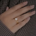 thumbnail image 5 of 14K Yellow Gold Finish Silver Round Cut Diamond Wedding Bridal Ring Set, 5 of 6