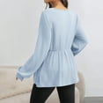 thumbnail image 4 of Eltusu Women Maternity Long Sleeve Tops, Solid Color V-Neck Pullover Comfort Pregnancy Clothes Blue Size XL, 4 of 7