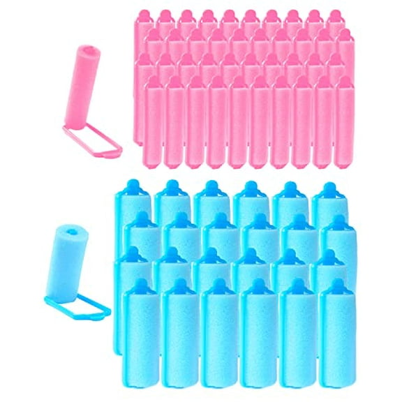 64 Pieces Sponge Hair Rollers: 2 Sizes for Medium Length Styling,Flexible Foam Curlers for Overnight Curl and Volume