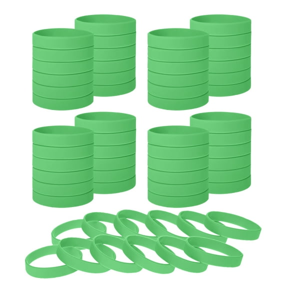 GOGO 60 Pcs Silicone Bracelets for Men Women, Kelly Green Rubber Wristbands