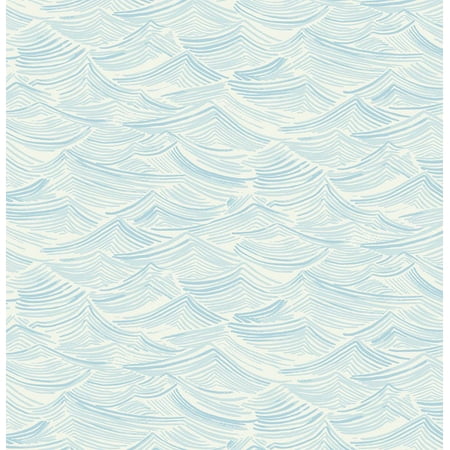 Seabrook Designs Blue Oasis Seaside Waves Prepasted Wallpaper