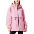thumbnail image 3 of Tsivenald Women's Solid Color Hooded Long Sleeved Windproof Outdoor Sports Hiking Zipper Jacket With Pockets, Pink S-3XL, 3 of 7