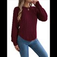 thumbnail image 2 of Suéter de Cuello Redondo para Mujer, Color Liso, Informal, Cálido, Larga Tipo Farol Vino Tinto S, 2 of 10
