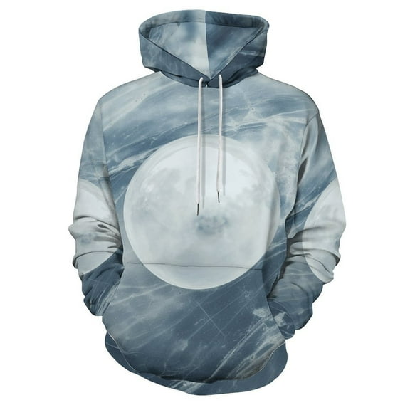 POBUDS Hoodie, Regular Fit Sporty Pullover Hooded Sweatshirt for Men Women Blue Marble Modern Luxury, S