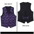 thumbnail image 5 of HISDERN Mens Suit Vests Purple Paisley Silk Jacquard Waistcot Ties Set Formal Suit Tuxedo 3PCS L, 5 of 7