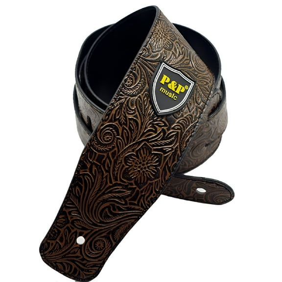 GASTROPOD Leather Guitar Strap - Fits Acoustic, Electric, and Guitars, Adjustable to Any Player