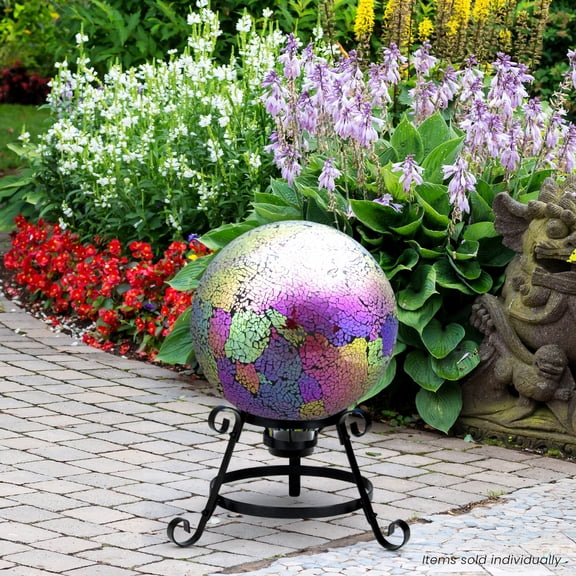 Northlight 10" Pink Iridescent Mosaic Reflective Glass Outdoor Garden Gazing Ball