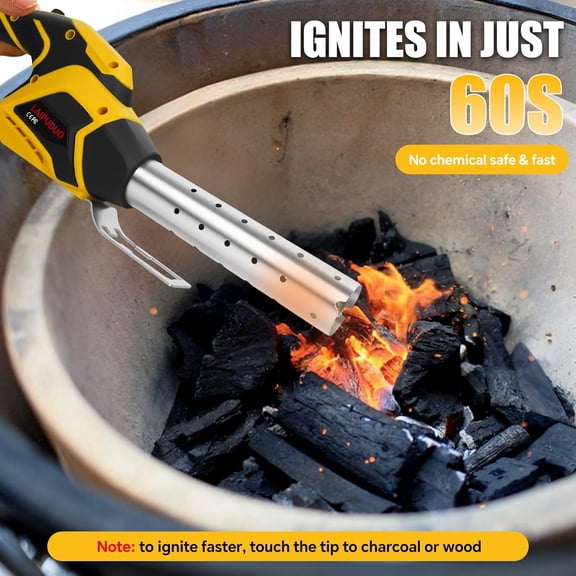 Cordless Electric Fire Starter for Dewalt 20V Battery, Charcoal Starter and Lighter, 400W Motor 1470 ℉   Maximum for Grill, BBQ, Wood Burning Fireplaces & Camping(No Battery)