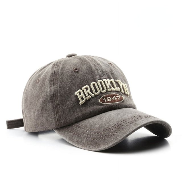 Men's Washed "BROOKLYN" Embroidery Peaked Cap With Assoretd Colors, Outdoor Travel Sun Screen Sunshade Baseball Cap
