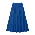 thumbnail image 4 of Wxolcjlv Women's Solid Tiered Maxi Skirt Smocked Waist Gathered Ruffle Layer Flared Silhouette Skirts, 4 of 5
