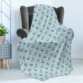 thumbnail image 4 of Swan Soft Flannel Fleece Blanket, Dark Color Swans on Pale Blue Backdrop with Little Black Circles and Red Dots, Cozy Plush for Indoor and Outdoor Use, 50" x 60", Grey Pale Blue Red, by Ambesonne, 4 of 5