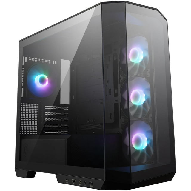 Gabinete Gamer MSI MAG PANO M100R PZ Micro ATX 4 Fan Cristal Templado USB-C ARGB Negro