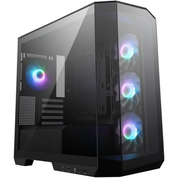 Gabinete Gamer MSI MAG PANO M100R PZ Micro ATX 4 Fan Cristal Templado USB-C ARGB Negro