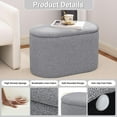 thumbnail image 3 of Modern Linen Fabric Storage Ottoman, Upholstered End of Bed Stool with Removable Lid, Oval Ottoman Foot Rest for Bedroom Living Room Entryway Dorm Small Space Storage, Grey, 3 of 16