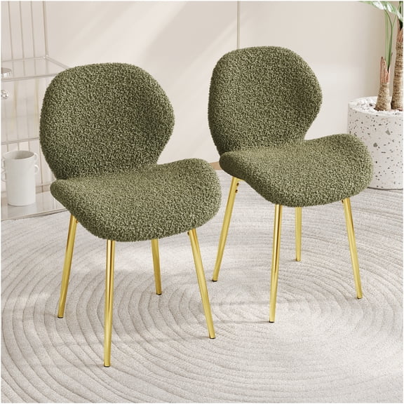 JERFIT Modern Velvet Dining Chairs Set of 2, Emerald Green Upholstered Side Chairs with Gold Metal Legs for Kitchen, Dining Room, Office