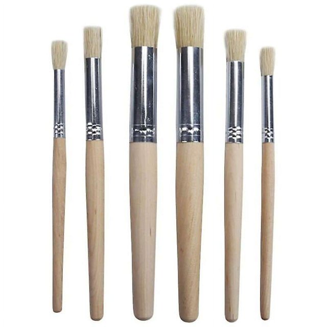 Pinceles de cerdas para pintar, pinceles profesionales con mango de madera para pintura al óleo, acrílica y acuarela, 6 uds.