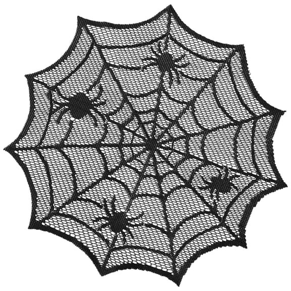 1 Pc Spider Web Halloween Table Placemats Black Laces Cobwebs Table Mats Halloween Spider Web Placemats Non-Slip Heat Insulated Black Web Dinner Place Table Mat for Halloween Party, 11.81", Black
