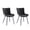 Vertical Stripes|Leather|Black, variant on Set of 2 Modern Faux Leather Dining Chairs - Upholstered High-Density Cushion Armless Chair