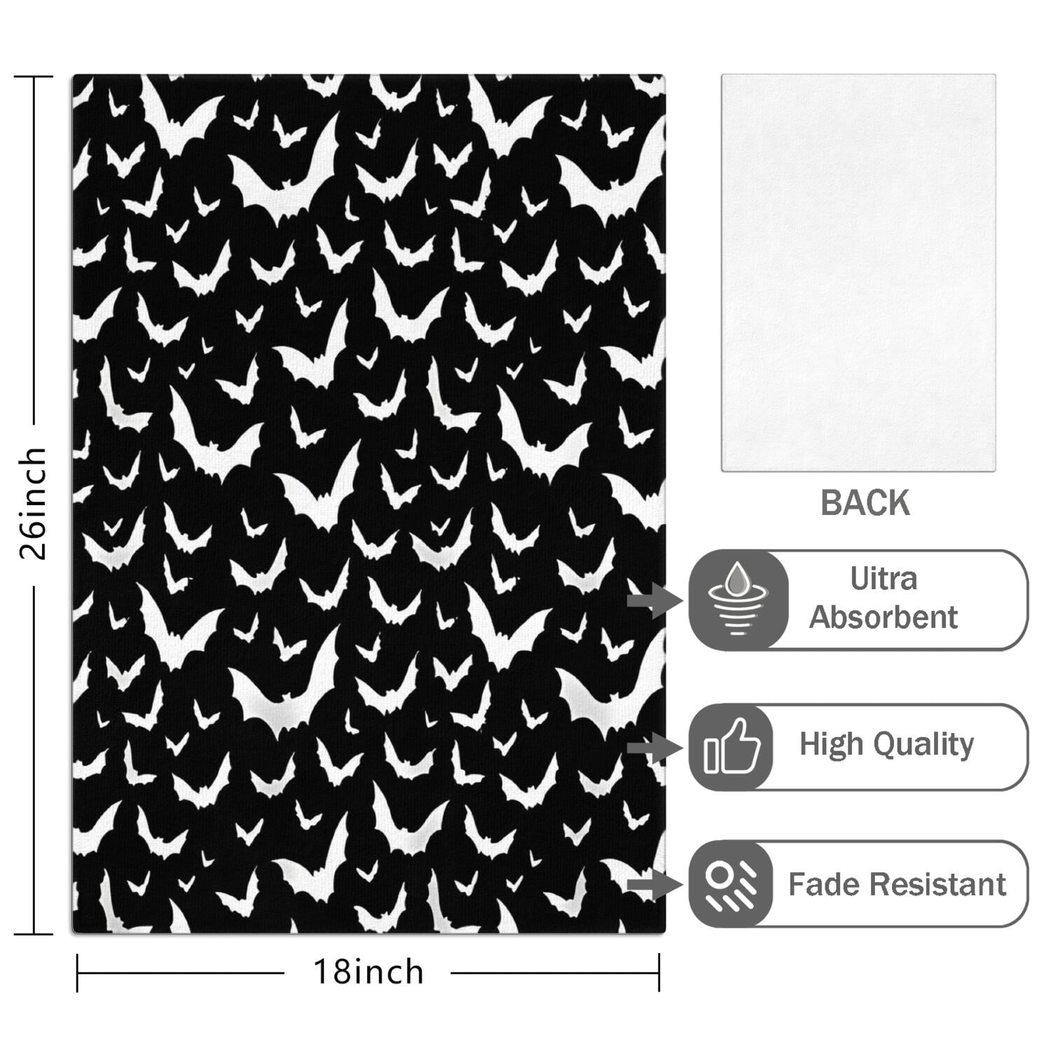 6 Pcs Funny Kitchen Towels,Black Halloween Bat Silhouettes Microfiber Dish Towels,Kitchen Tea Towels,Kitchen Towel Set (18" X 26")