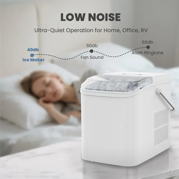 ZHICHUN Portable Countertop Ice Maker 26lbs/24H 6-Min Fast Ice Machine Self-Cleaning Quiet Design