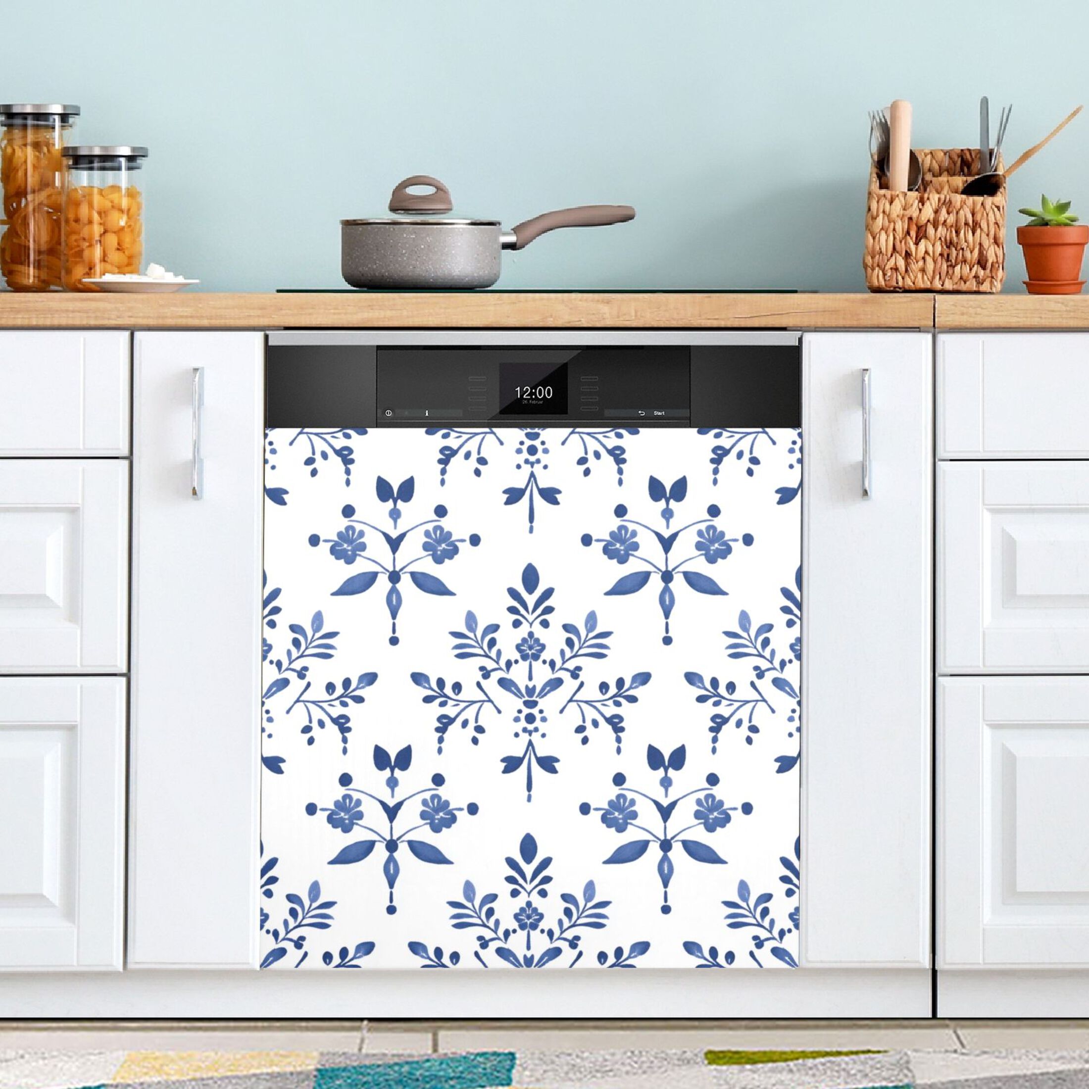 Dishwasher Magnetic Sticker 23x26 Inch Refrigerator Magnetic Sticker Washing Machine Magnetic Sticker Kitchen Panel Magnetic Sticker Home Decor Beautiful Cute Blue