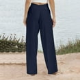 thumbnail image 5 of FAIWAD Wide Leg Pants for Women Elastic Waist Cotton Linen Trousers Ladies Elegant Lounge Pants with Pockets (Small, Navy2), 5 of 5