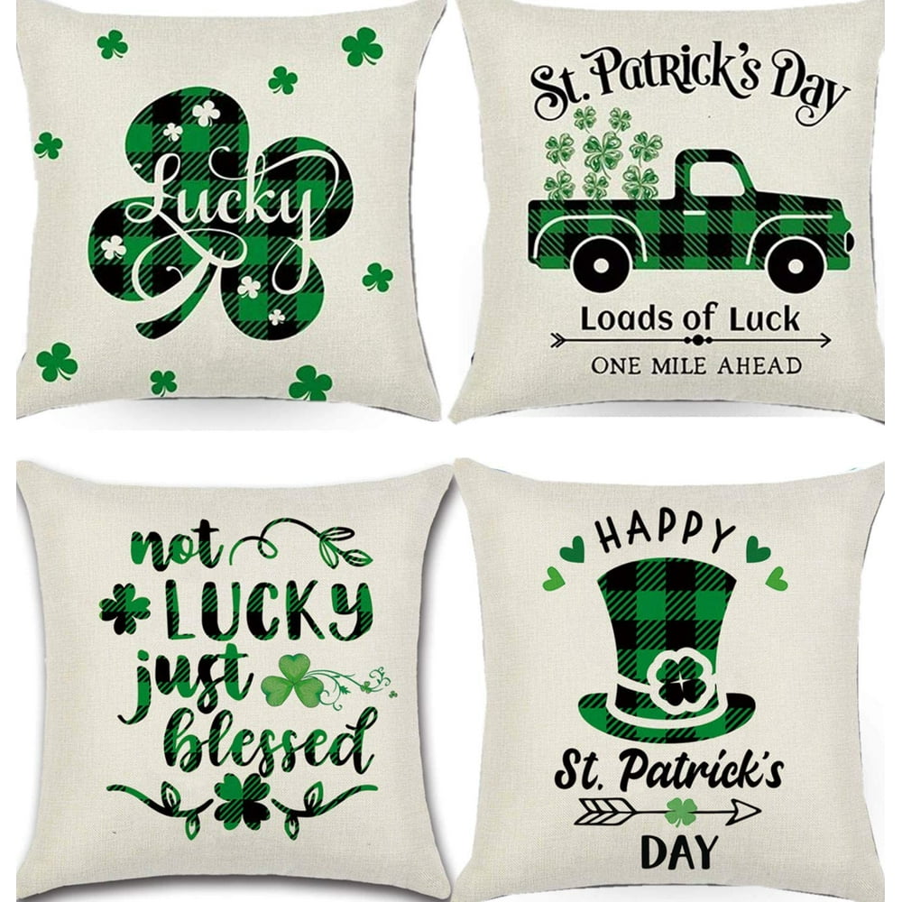 Wofair St Patricks Day Decorations Pillow Covers 18x18 Set of 4 for