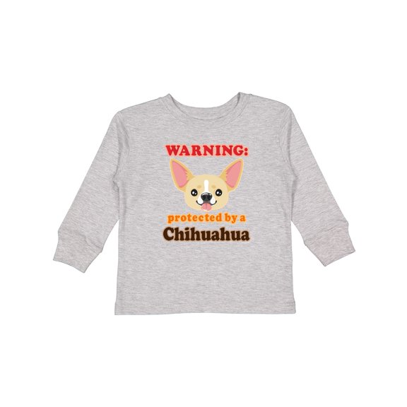 Inktastic Protected by a Chihuahua Boys or Girls Long Sleeve Toddler T-Shirt