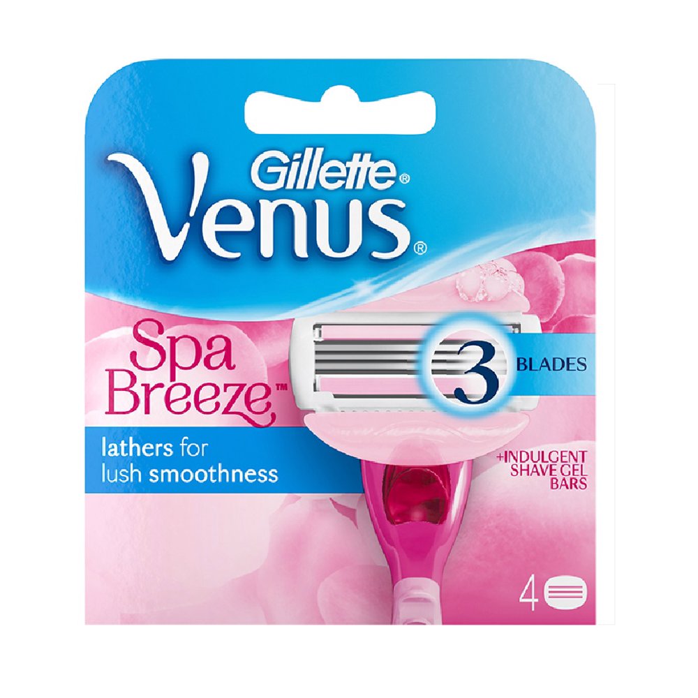 Gillette Venus Spa Breeze Refill Razor Blade Cartridges, 4 Count