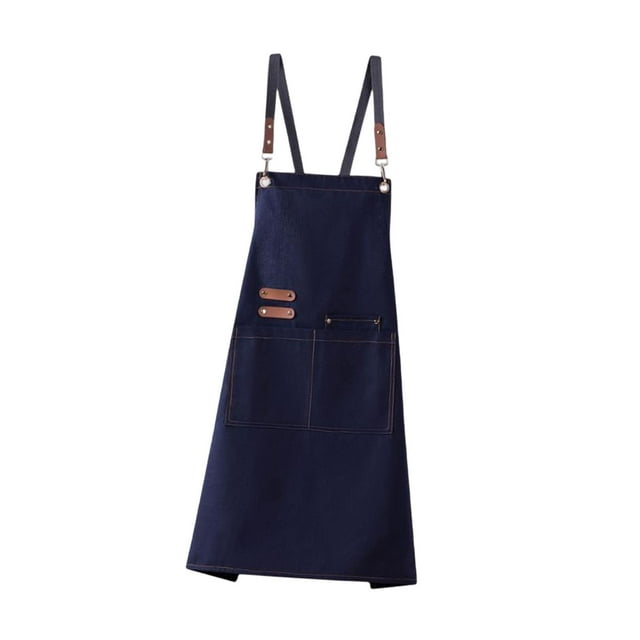Delantales de cocina Delantal de trabajo Delantal de chef Lona con bolsillo Profesional azul