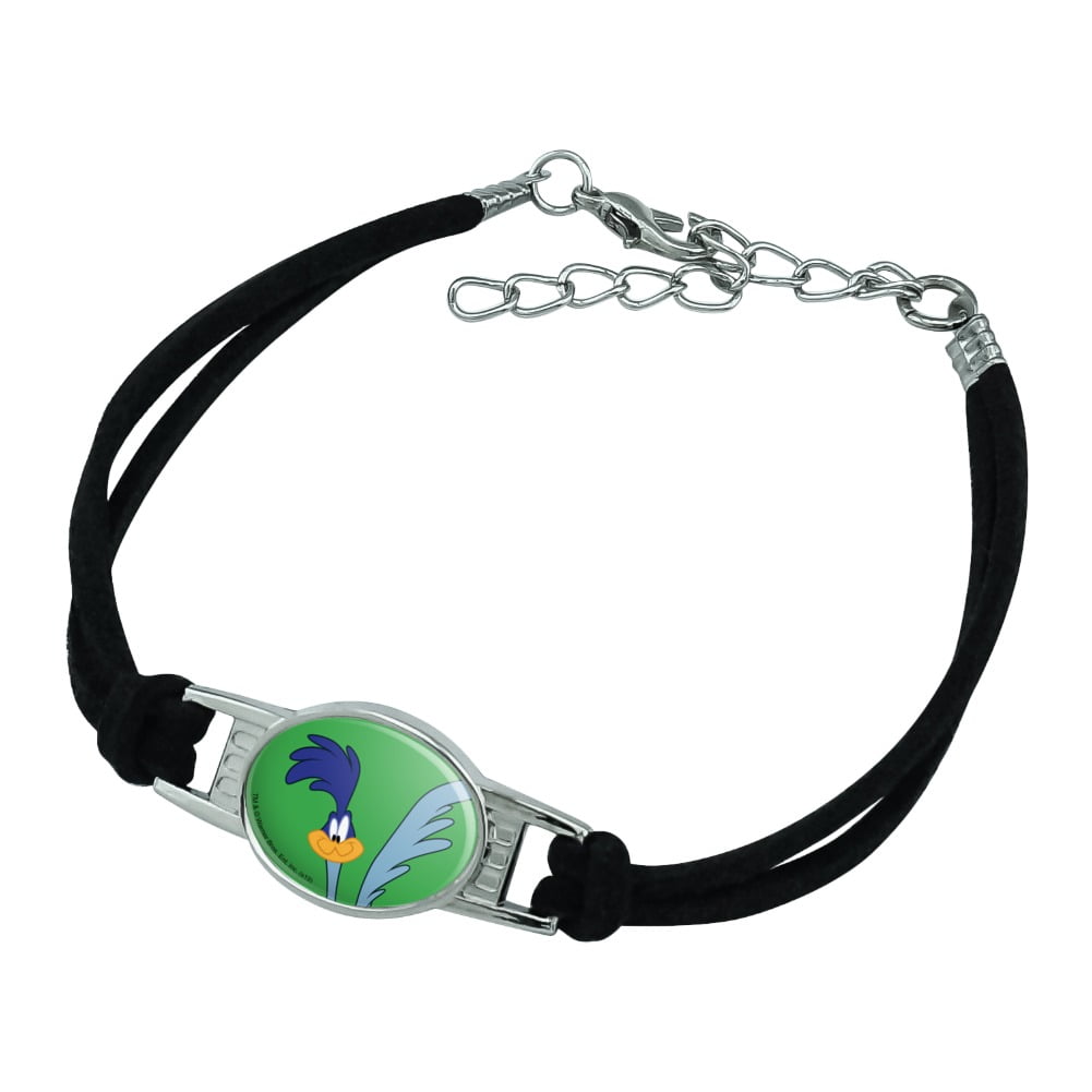 Looney Tunes Road Runner Novelty Suede Leather Metal Bracelet