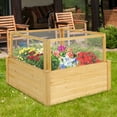 thumbnail image 2 of Gymax Raised Garden Bed Guard Fence Wooden Garden Box with 9 Grids & Critter, 2 of 10