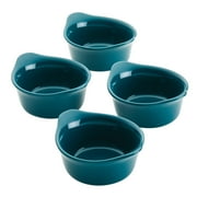 Rachael Ray Ceramics Round Ramekin Dipper Cup Set, 4-Piece, Teal