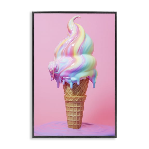 Stupell Industries Dripping Pastel Ice Cream Food & Beverage Painting Black Framed Art Print Wall Art, 16 x 24