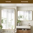 thumbnail image 3 of BEAUTYPEAK 24"x36" Wall Mirror Rounded Corners Hanging Vanity Mirror Gold, 3 of 9