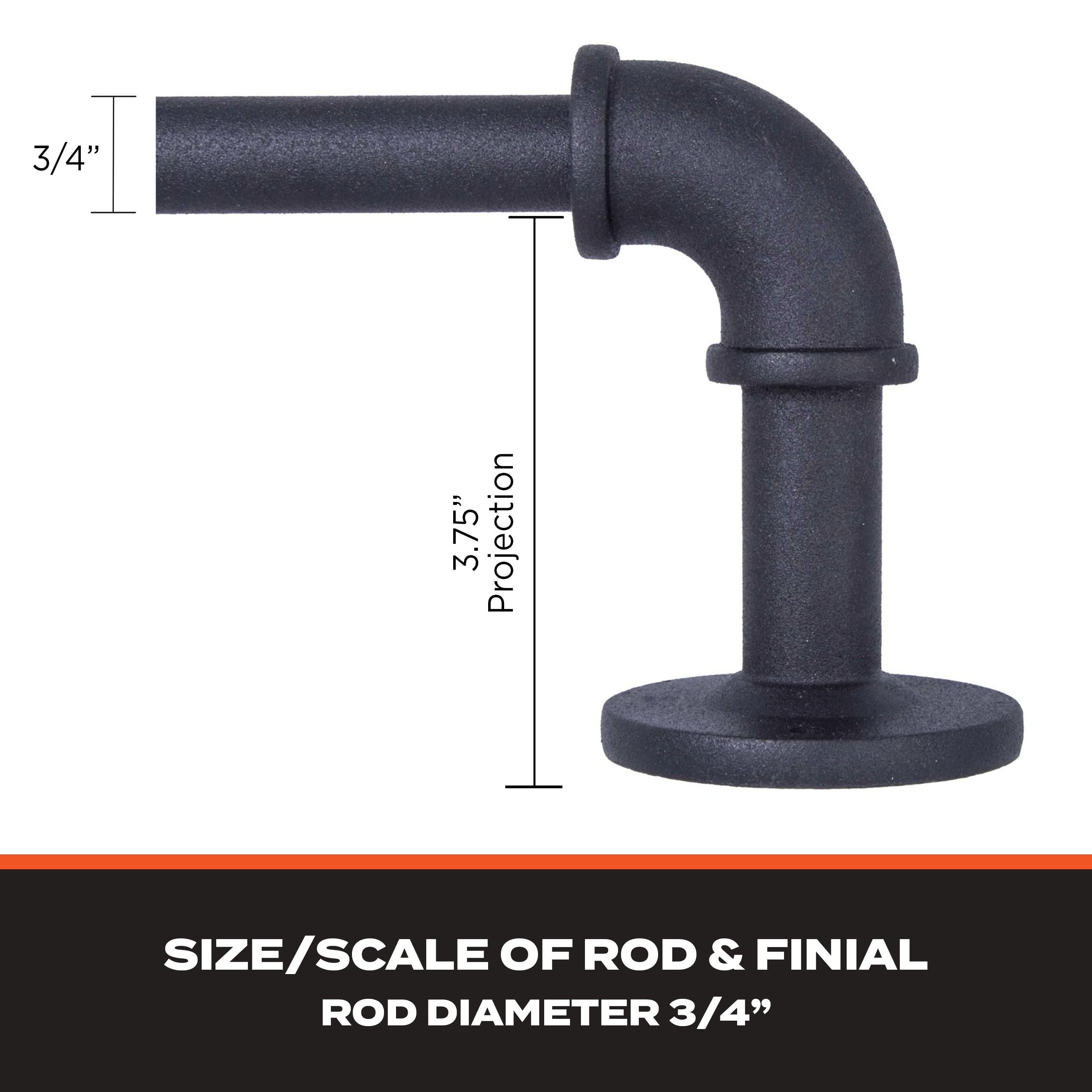 Sun Zero Bronn 3/4" Light Blocking Wrap Around Window Curtain Rod, 66-120", Matte Black