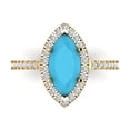 thumbnail image 2 of 2.38ct marquise cut turquoise 18k yellow gold halo Bridal Wedding Engagement Promise Anniversary Ring for Women size 10.75, 2 of 7