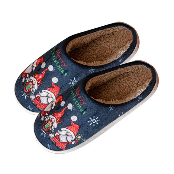EnJoCho Clearance Vintage Xmas Slippers for Women Cute Cartoon Print Fuzzy Slippers Slip On Soft Sole Flat Home Warm Plush Shoes Winter Cozy Christmas Shoes Adult Family Winter Warm Comfy Indoor