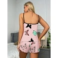 thumbnail image 4 of Butterfly Print Pajama Set, Lettuce Trim Cami Top & Elastic Waistband Shorts, Women's Sleepwear & Loungewear, 4 of 5