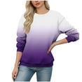 thumbnail image 2 of XPMWRP Women's Gradient Trendy Sweatshirt Casual Long Sleeve Crew Neck Pullover Loose Fall Winter Warm Sweatshirt Purple XL, 2 of 4