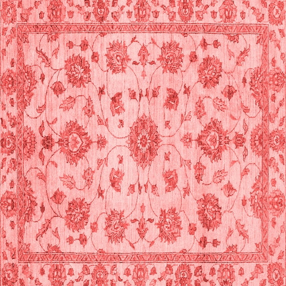 Ahgly Company Machine Washable Indoor Square Abstract Red Modern Area Rugs, 6' Square