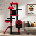 thumbnail image 2 of Costway Gothic Cat Tree for Indoor Cats with 2 Cat Condos & 2 Plush Perches, Dangling Balls, 2 of 10