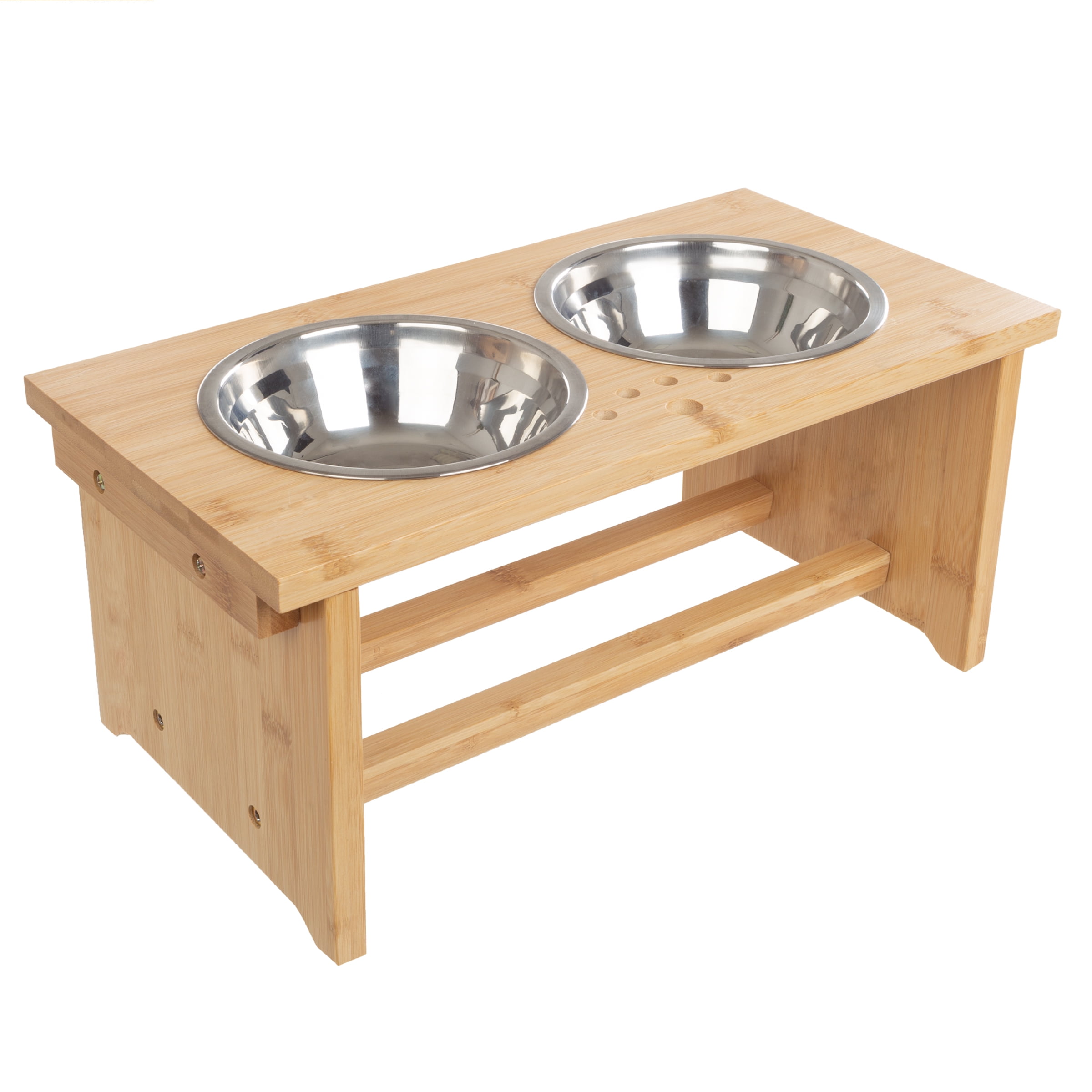 Siooko Elevated Dog Bowls for Large Dogs Medium Small Sized Dog , Wood Raised  Dog Bowl Stand with 2 Stainless Steel Dog Bowls, Dog Food Bowl and Dog  Water Bowl Non-Slip Feet (