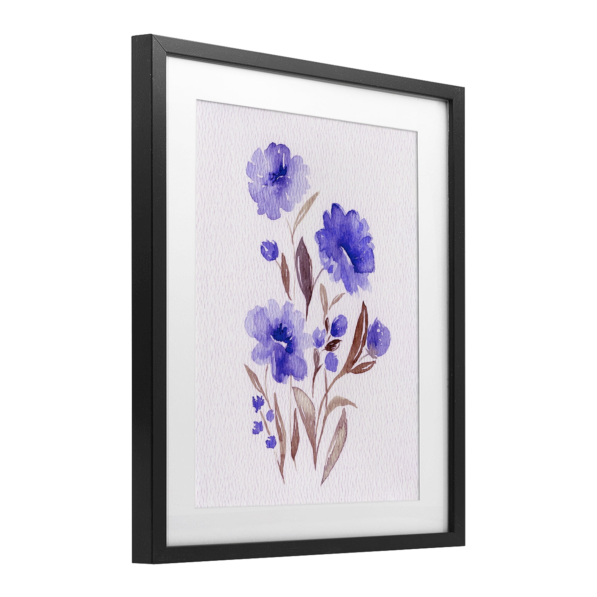 Stupell Industries Watercolor Purple Blossoms Black Framed Print Under Glass, design by Leah Noel Art