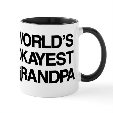 

CafePress - World s Okayest Grandpa Mug - 11 oz Ceramic Mug - Novelty Coffee Tea Cup